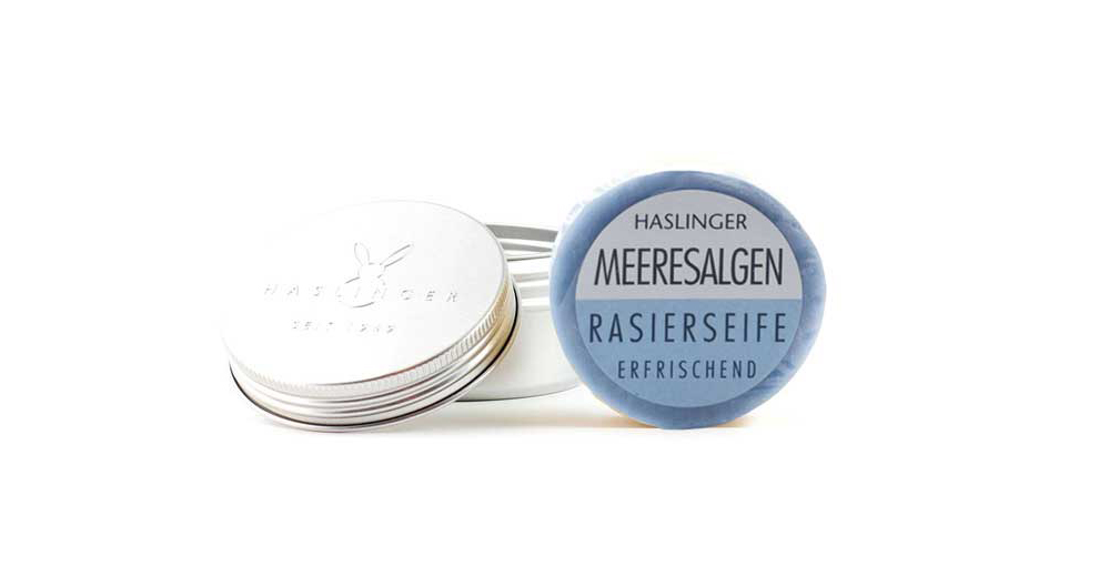 HASLINGERMeeresalgen Seaweed Shaving Soap in Metal BLADE SHAVING